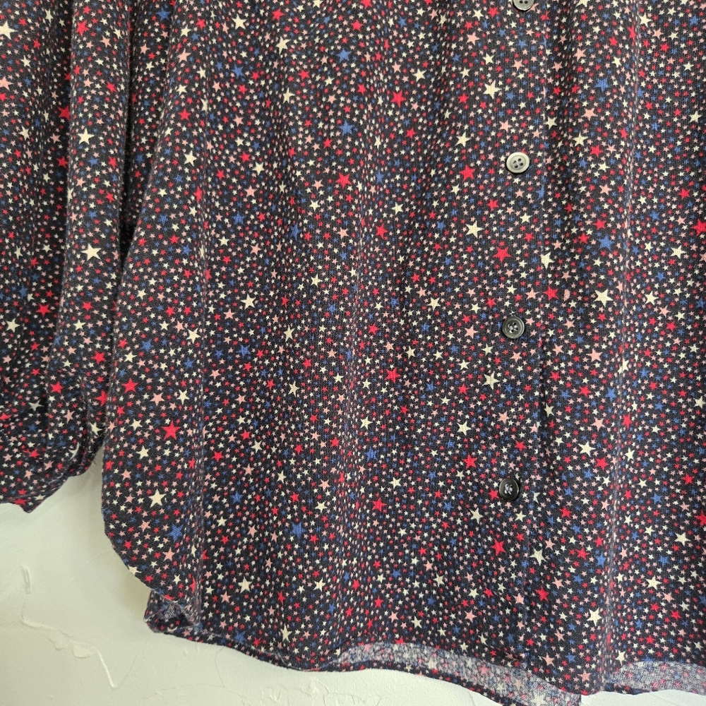 Madewell Starry Night Button Up Red Blue Top, M - Picture 4 of 10